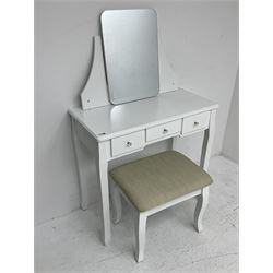 White finish dressing table with mirror and stool
