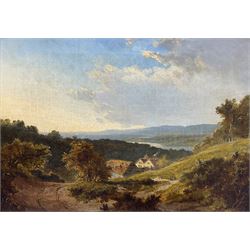 Edmund Henry Niemann (British 1842-1910): View over Cottages to a Distant River, oil on canvas signed 24cm x 34cm 
Notes: Niemann was the son of noted landscape painter Edmund John Niemann (1813-1876).