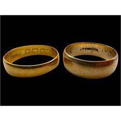 22ct gold wedding band and a 9ct gold wedding band, both hallmarked