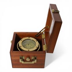 Admiralty pattern Azimuth circle, no. 1152 and a brass nautical compass on gimbal, both in wooden cases