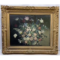 Dutch School (18th/19th century): Still Life of Flowers in a Vase, oil on canvas signed with monogram 90cm x 70cm