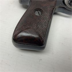 Webley Senior .22 cal. air pistol with top lever action, serial no.273; in original box with label under lid; together with two tins of pellets NB: AGE RESTRICTIONS APPLY TO THE PURCHASE OF AIR WEAPONS.