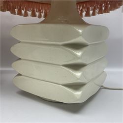 Pair of table lamps of square design with clean lampshades, H56cm