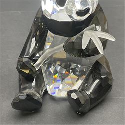 Swarovski Crystal panda family group, comprising an adult and two cubs, adult H11cm