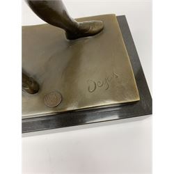 After Edgar Degas, (1834-1917), La Petite Danseuse de Quatorze Ans, bronze figure modelled as a young female dancer, signed and with foundry mark, raised upon a rectangular base, overall H37.5cm. 