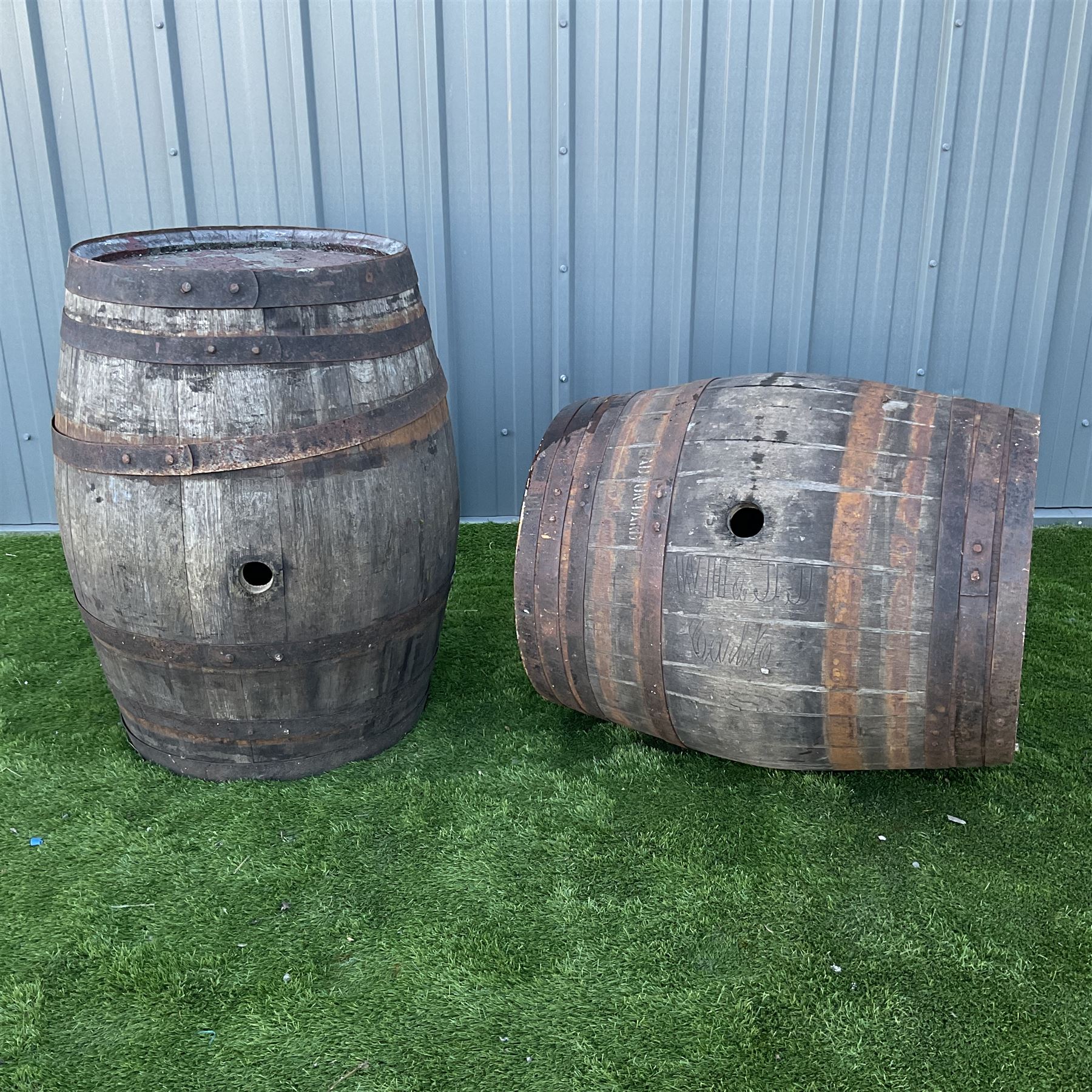 Two metal bound Whiskey barrels - THIS LOT IS TO BE COLLECTED BY APPOINTMENT FROM DUGGLEBY STORAGE, GREAT HILL, EASTFIELD, SCARBOROUGH, YO11 3TX