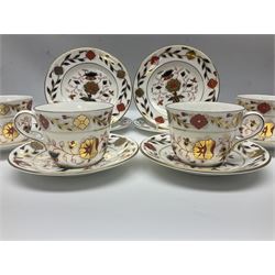Royal Crown Derby Asian Rose pattern, tea set for four, comprising teacups, saucers and dessert plates (12)