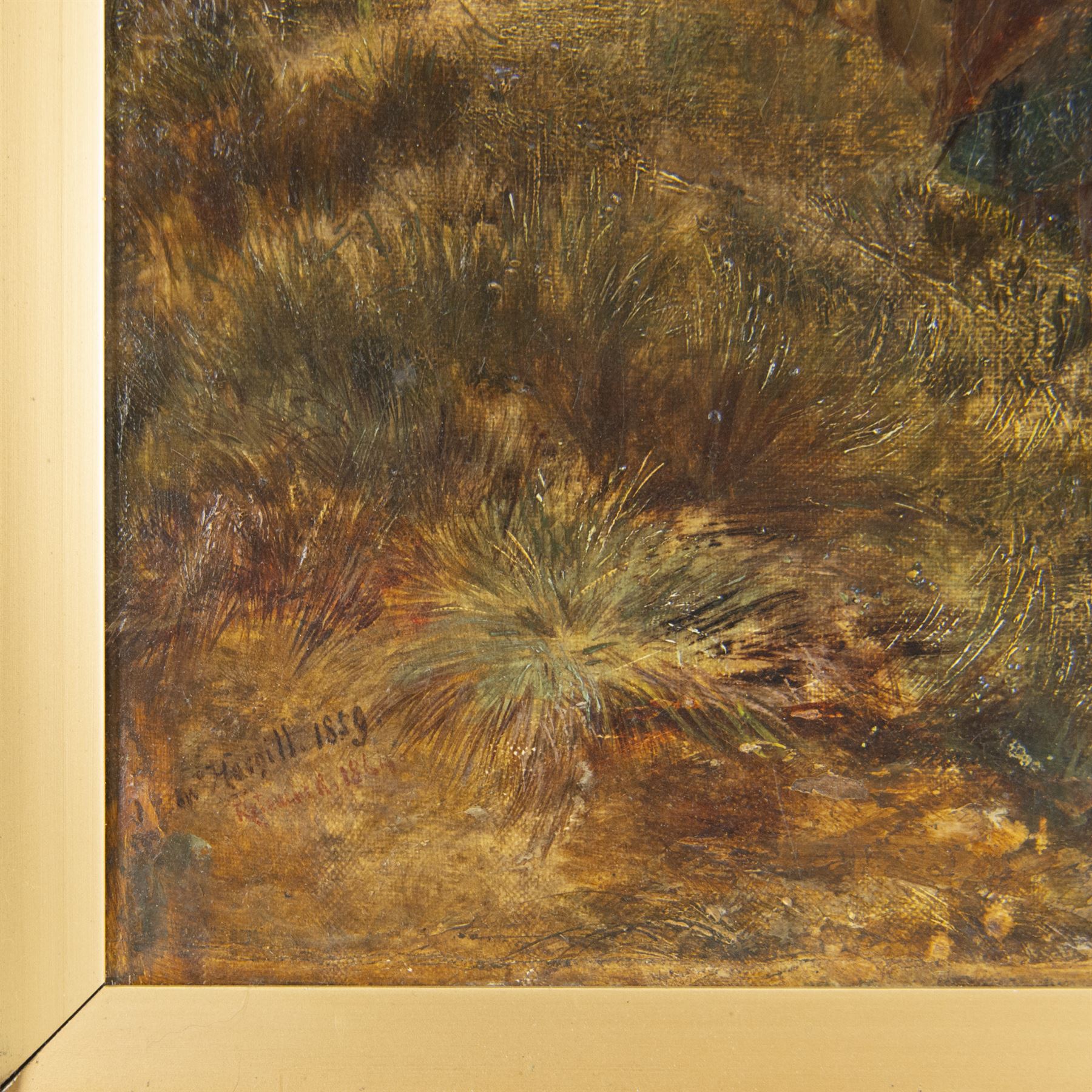 Edward Hargitt (British 1835-1895): 'Sandhills near Hoylake Cheshire - Welsh Hills in the Distance', oil on canvas signed dated 1859 and inscribed 'Retouched 1864', titled verso 62cm x 93cm