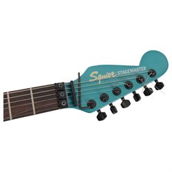 Squier by Fender Stagemaster six string electric guitar, in metallic green finish, serial no. KC00124999, L102cm
