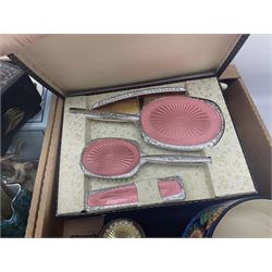 Selection of collectables, to include glass handbags, brass chargers, ceramics etc, in three boxes 