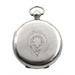 Victorian silver open face key wound English lever chronograph pocket watch No. 21227, cream enamel dial with Roman hours and outer Arabic minute ring, case by Edward Hickman, London 1876