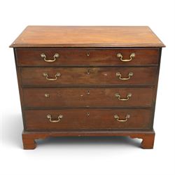 George III straight front mahogany chest, fitted with four graduating drawers with cockbeaded edges, raised on bracket feet