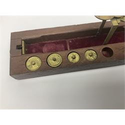 Brass sovereign scales and a part set of Georgian folding sovereign scales (one weight missing)
