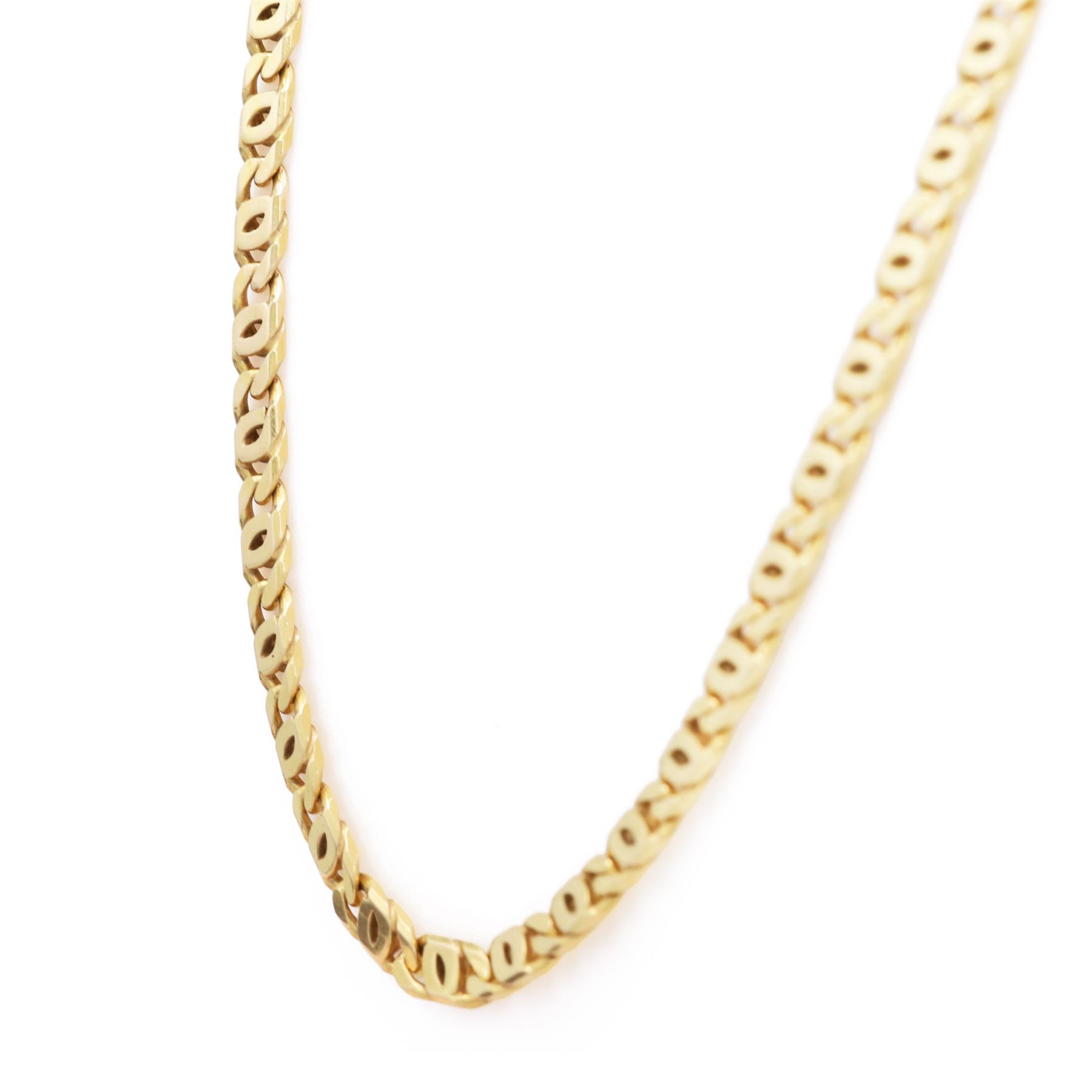 14ct gold flattened link chain necklace, stamped 585