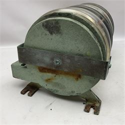 Two port and starboard brass lamps, each with a plaque marked 'Noack as Lanterne KL.A Serie 700 Type 704D Babord', ribbed green and red glass shades, H44cm