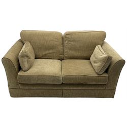 Three seat sofa (W200cm, H96cm, D100cm); and matching two-seat sofa (W120cm); upholstered in natural fabric