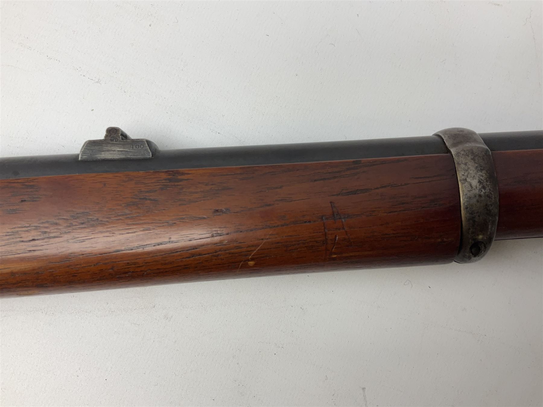 Manton .577/450 Martini Henry rifle, the 82.5cm smooth bored barrel proofed for shot, two barrel bands and bayonet fitting, engraved action with side safety, figured walnut stock with chequered steel butt plate, complete with ramrod, NVN other than 5346 on barrel, L125cm