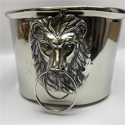 Contemporary plated ice bucket with lion mask handles, H16cm, L40cm