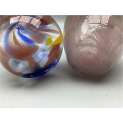 Bjorn Ramel Sea of Sweden Glasbruk art glass footed candle holder, together with a Murano fish, various other art glass vases, stylised green fish, etc, tallest H29cm