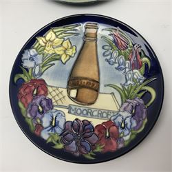 Moorcroft Centennial plate. Limited edition 36/750 with certificate, together with Summer's End 1998 plate, Tiger Lily 1999 plate and Birth of Light 2000 plate, all with original boxes 

