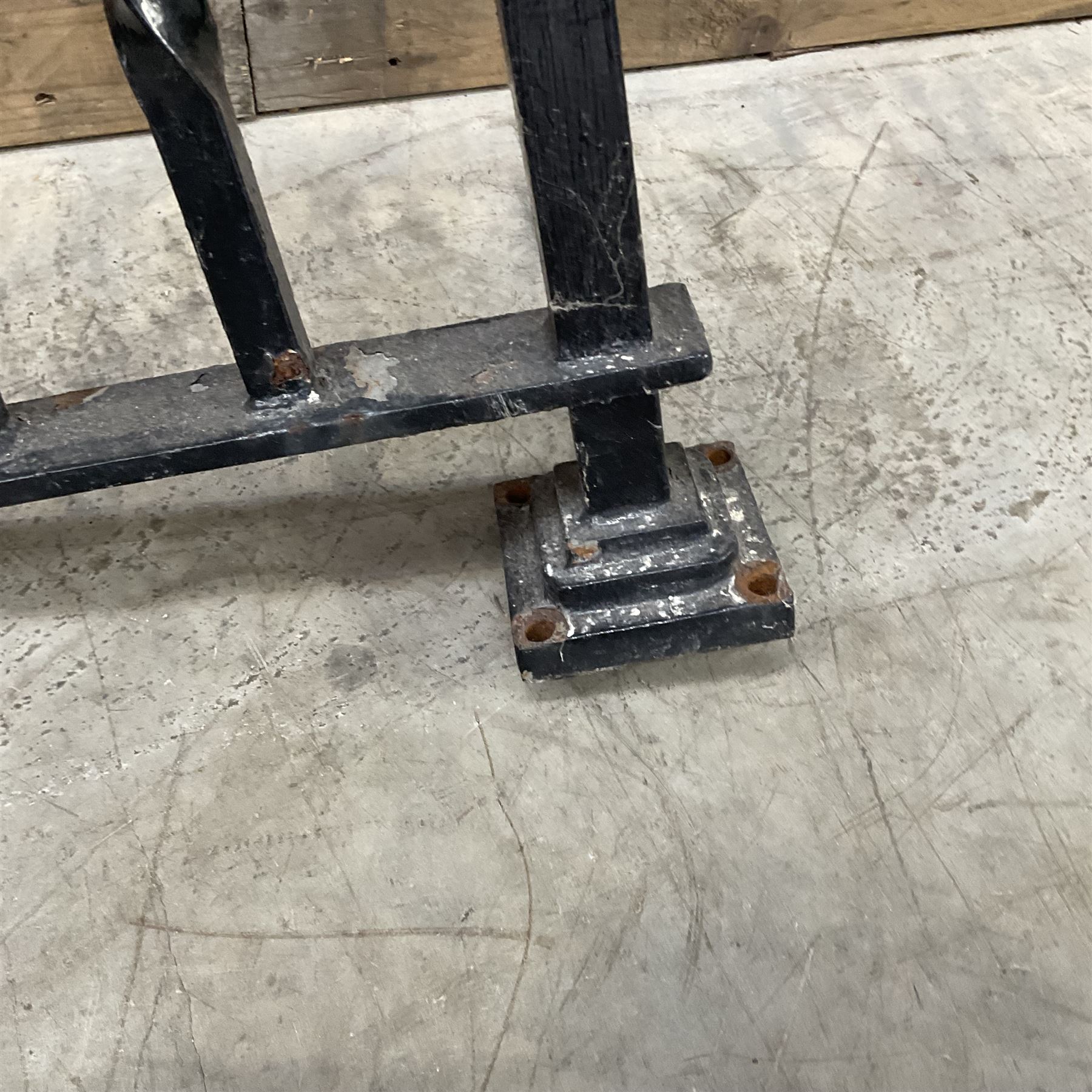 Set of wrought cast iron handrails in a black finish,