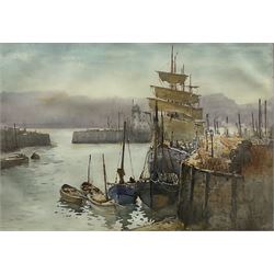 Harry Wanless (British c1872-1934): Sailing Vessels in Scarborough Harbour, watercolour signed 37cm x 53cm