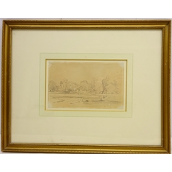  On the Edge of a Village: Summer, pencil drawing by William Collins (British 1788-1847) unsigned 12.5cm x 19.5cm  Provenance on gallery label verso  