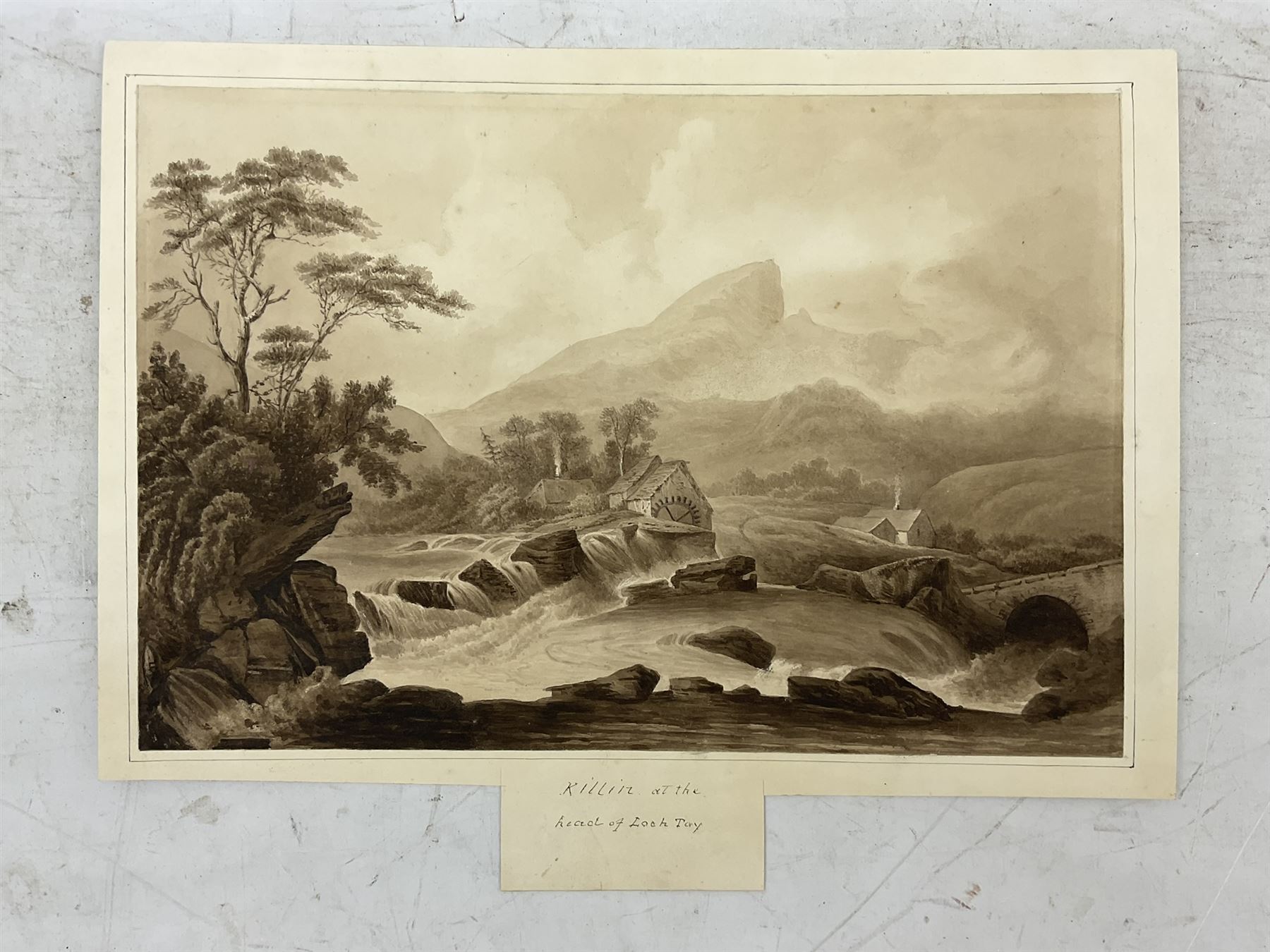 Clarkson Frederick Stanfield RA RBA (British 1793-1867): Stone Bridge, watercolour signed 24cm x 34cm; English School (19th century): York Minster from the South-east, watercolour unsigned 32cm x 47cm; Circle of Francis Nicholson (British 1753-1844): 'Killin at the Head of Loch Tay', watercolour unsigned 24cm x 36cm (3) (unframed)