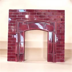 Twentieth century red glazed tile fireplace insert
