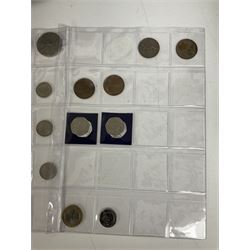 Various pre decimal coins, Queen Elizabeth II commemoratives etc, briefcase and a bag