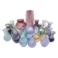 Collection of Caithness glass vases and dishes, to include mottled and swirl designs,  largest 20cm (23)