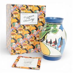 Wedgwood Bizarre by Clarice Cliff, Isis vase, May Avenue, hand painted based upon an original, limited edition 115/250, with certificate and box, H22cm 