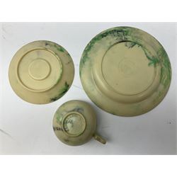 Collection of Bakelite to include Ormond hair dryer, 1930a Prettywell inkstand, Bandalasta marbled green teacup trio, two Sirram cups and saucers, Diadam Linga Longa etc