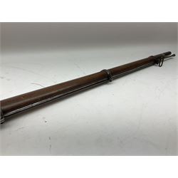 19th century BSA Enfield .577 Snider action rifle, the 91.5cm rifled barrel with three barrel bands and ramrod under, full walnut stock with carrying sling brackets, action marked '1862 Enfield' with Victoria cypher L137.5cm