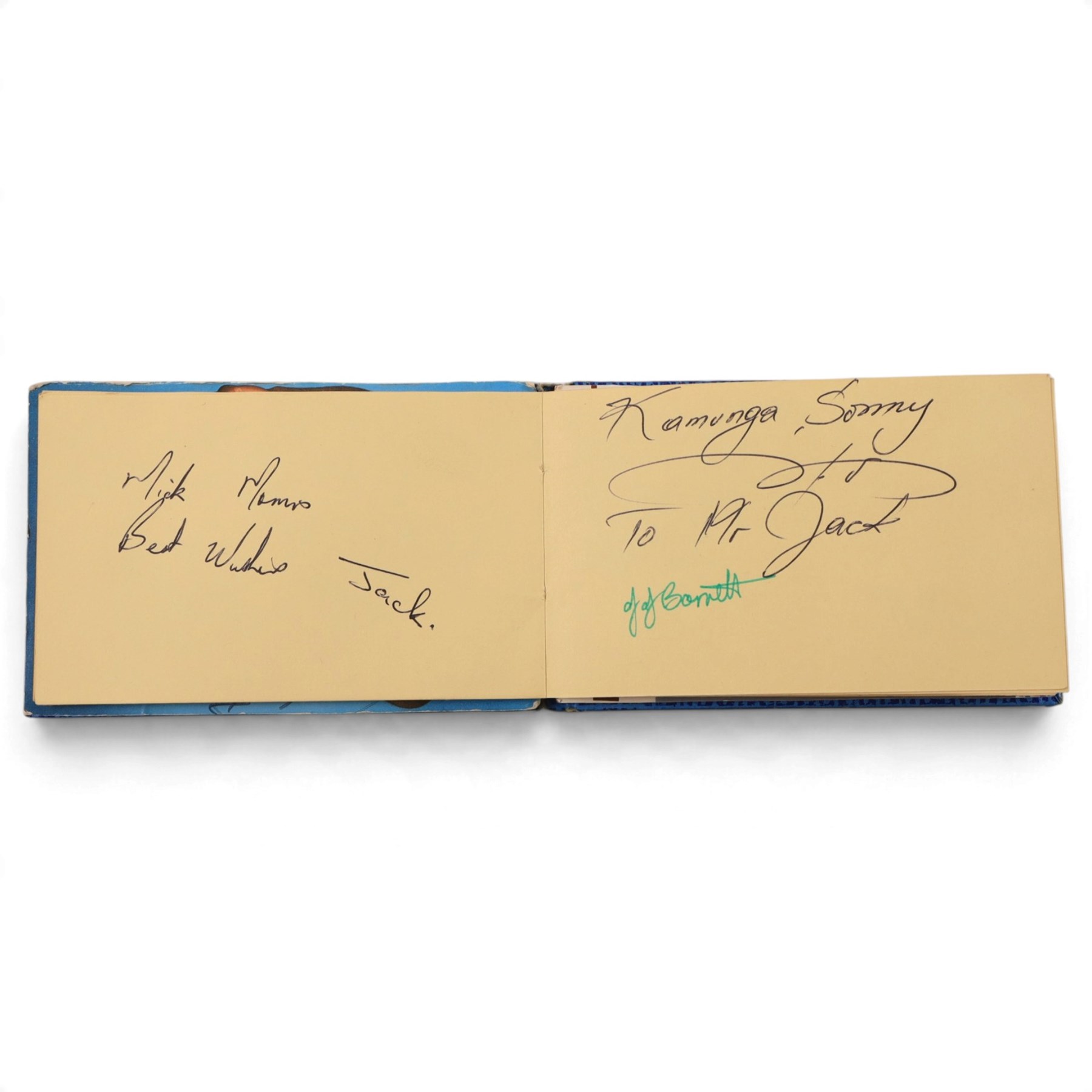1980s boxing autograph book and photograph album, the album containing a collection of black and white photographs, mostly of British lightweight champion George Feeney, the photograph album with thirty-two signatures including Ray 