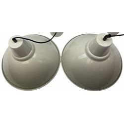 Pair of Industrial style cream metal light fittings, D38cm. 