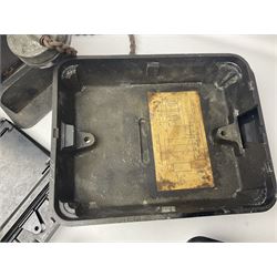 Collection of phone headsets, including GPO bakelite examples, together with other telephone parts 