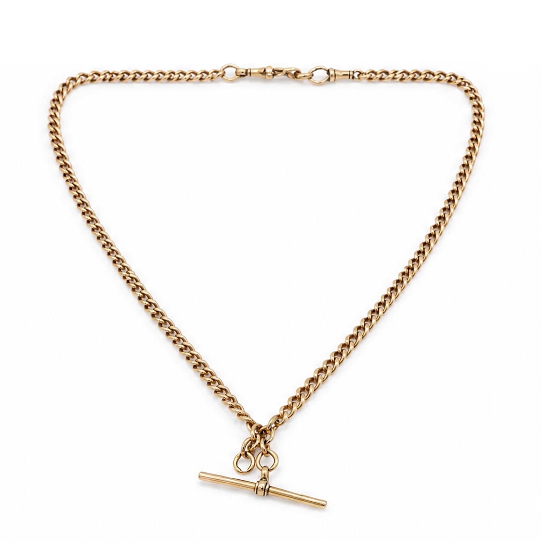 Early 20th century 9ct rose gold Albert chain by The Albion Chain Co, links stamped 375