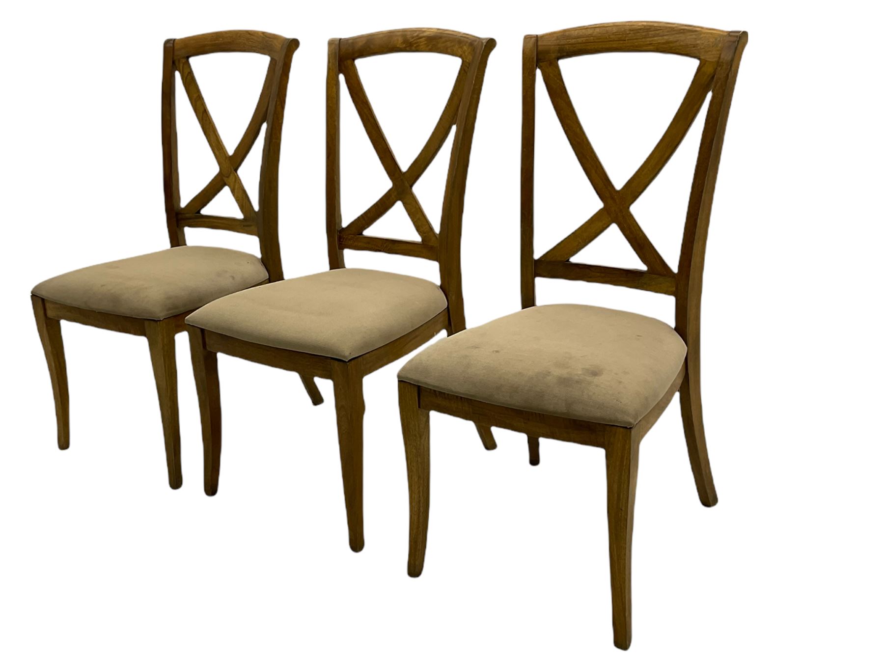 Willis & Gambier - mango wood and flagstone extending dining table with additional leaf, and set six dining chairs 