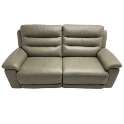 Violino - 'Atlanta' three-seat electric reclining sofa (W200cm, H100cm, D89cm); matching two-seat electric reclining sofa (W158cm); and matching electric reclining armchair (W100cm); upholstered in grey leather