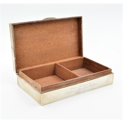  Silver cigarette box by Sanders & Mackenzie Birmingham 1962 length 15cm  