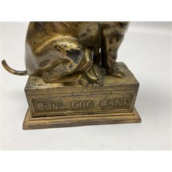 Late 19th century cast-iron mechanical money bank 'Bulldog Bank' by J & E Stevens with coin-on-nose action; patented 27th April 1880 H19.5cm