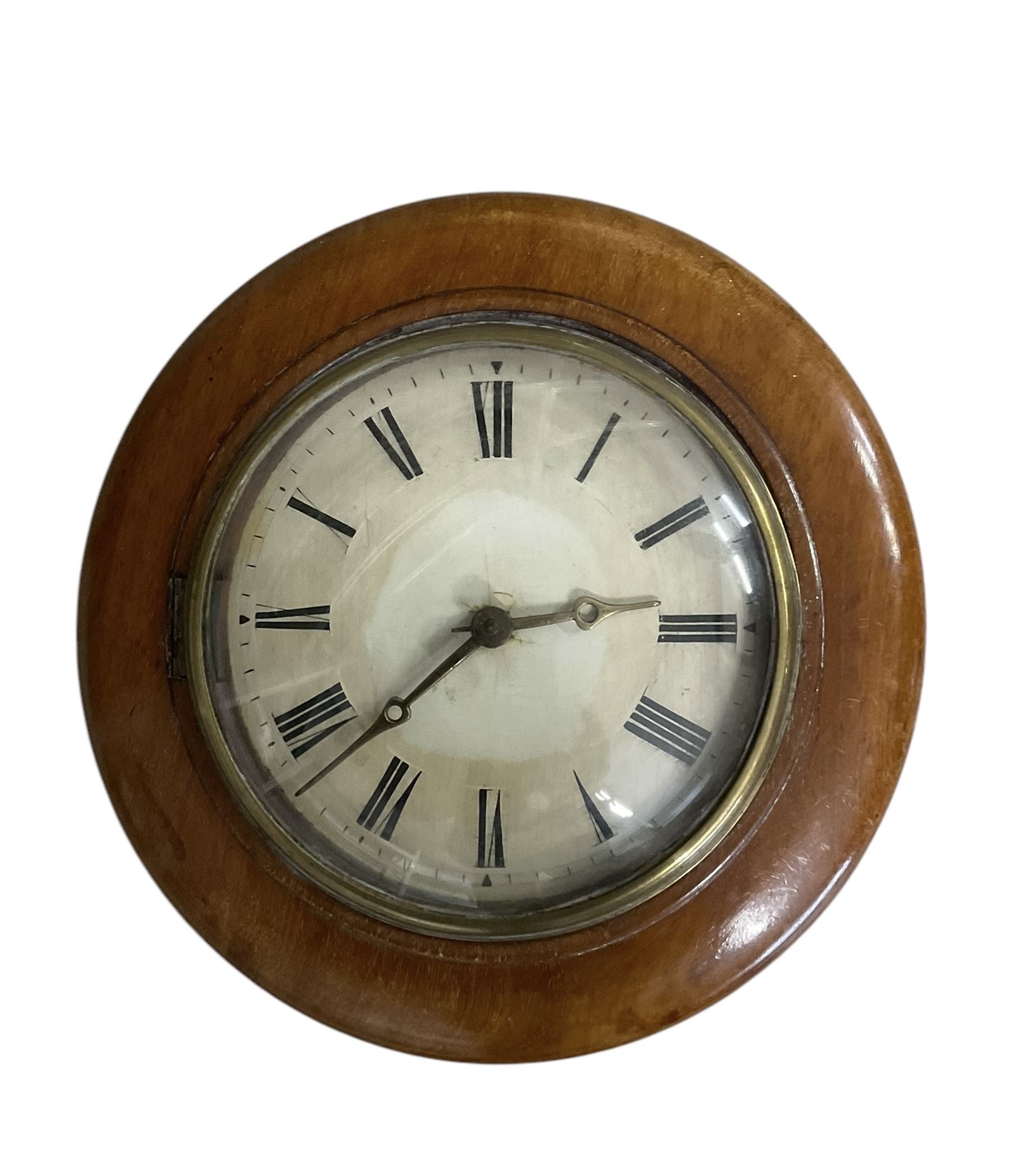 German- late 19th century 30hr weight driven wall clock, with a mahogany dial surround and painted 6