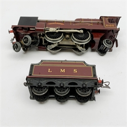 Hornby '0' gauge - three-rail electric 4-4-2 locomotive and tender 'Royal Scot' No.6100, fitted with smoke deflectors and light bulb to front of boiler, unboxed