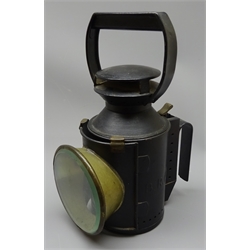  BR(M) Railway Signal lamp, black painted body with blue/red/clear filters, burner stamped BR/LMR, H29cm  