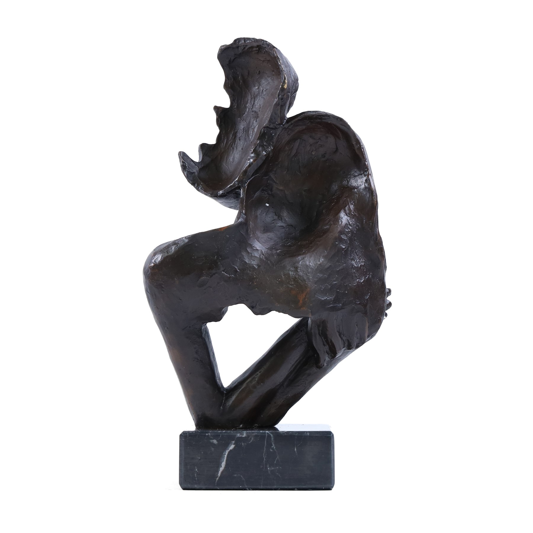 Bronze sculpture,  Abstract lovers  upon a marble base, H28cm