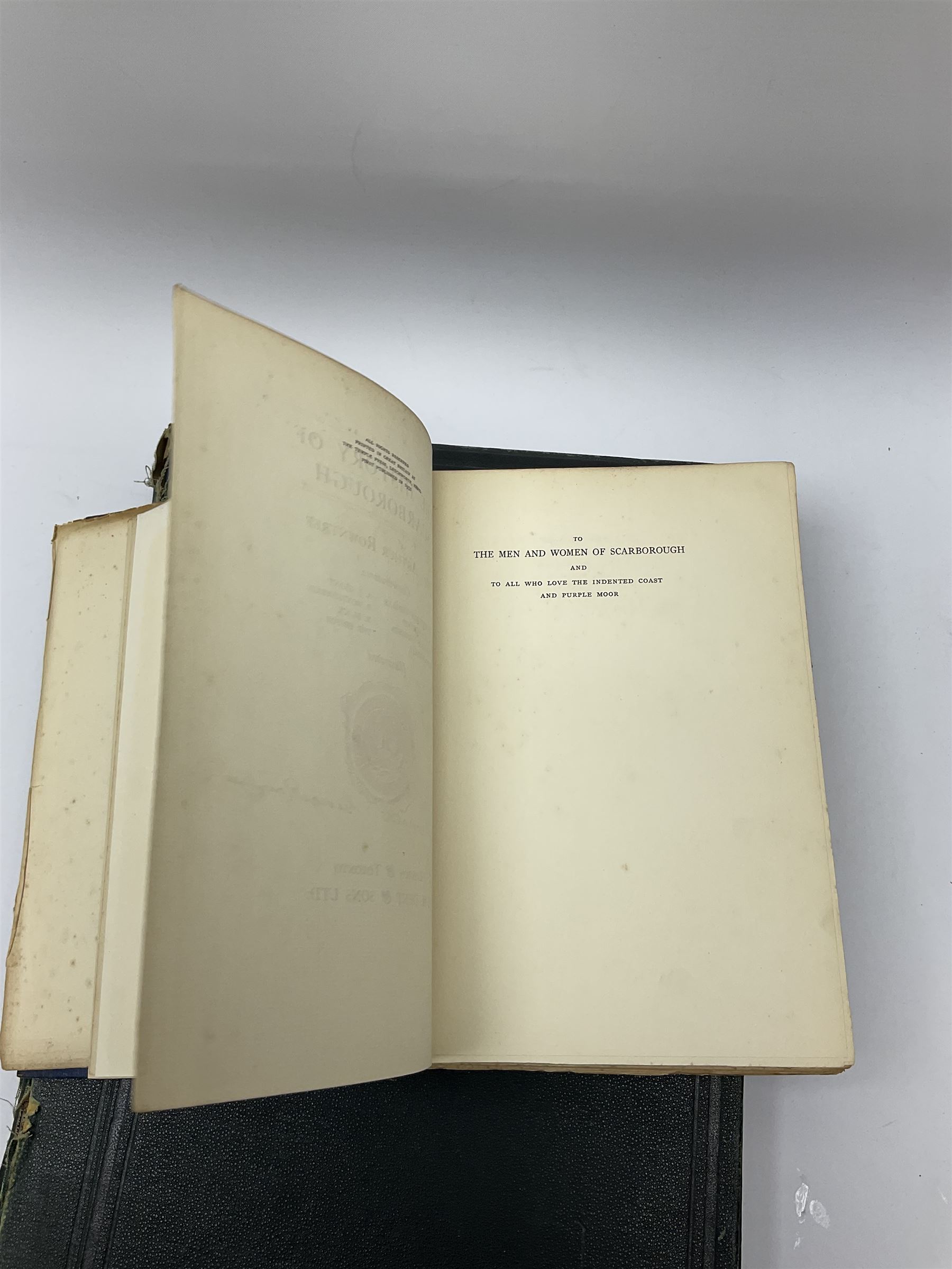The History of Scarborough, edited by Arthur Rowntree and published by J.M. Dent & Sons Ltd, with an inscription to the title page reading 'Collaborator George Rowntree' together with The Universal Atlas published by Cassell & Company Ltd