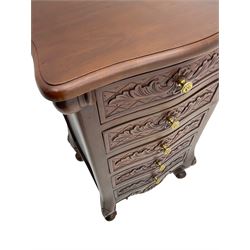 French style mahogany five drawer pedestal chest