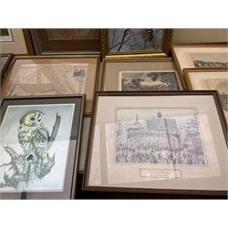 Collection of pictures, prints and maps, including Robert Fuller, W Forbes, Jeff Beaumont etc in one box