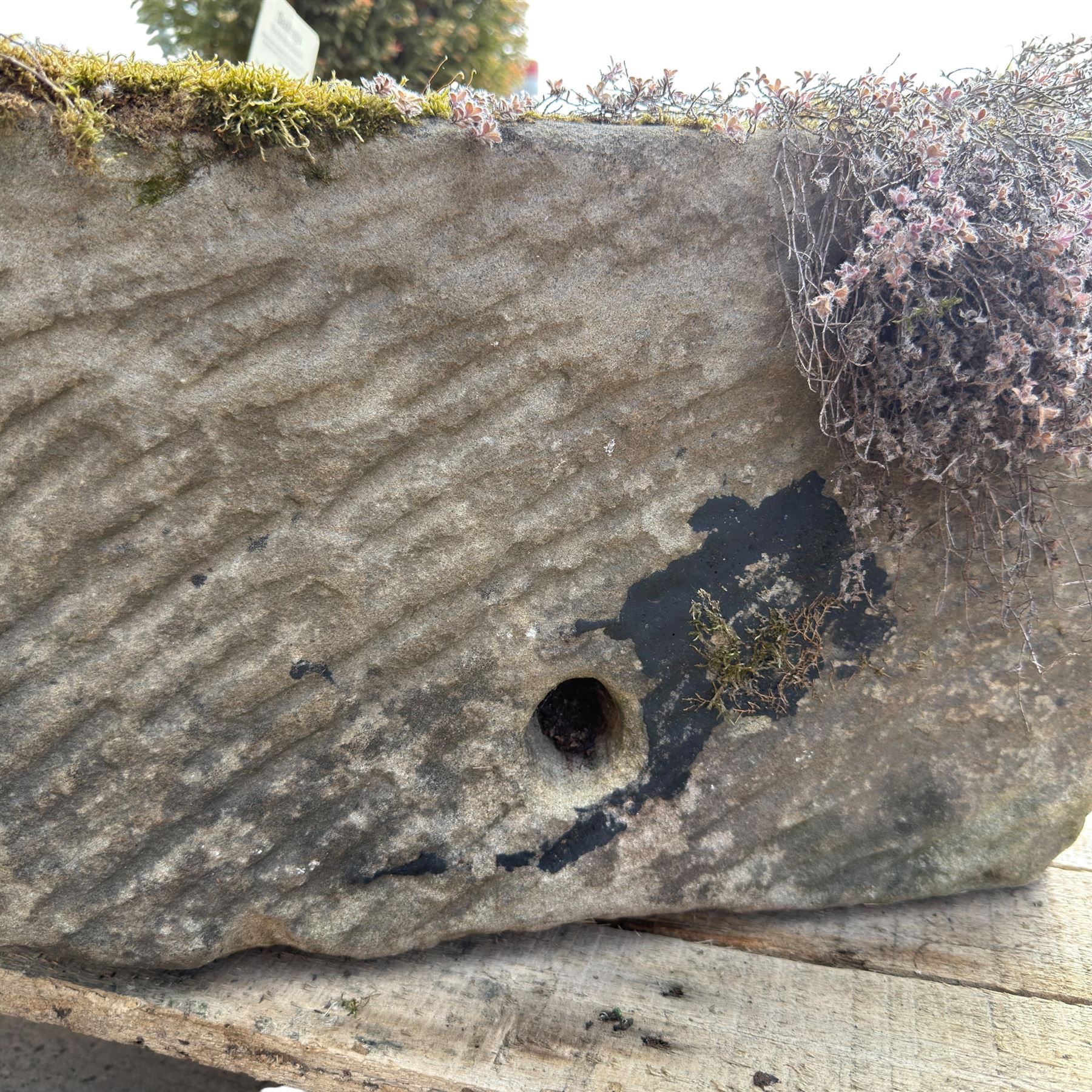 19th century hand hewn rectangular stone trough
